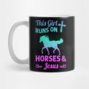 The Girl Runs On Horse And Jesus Mug